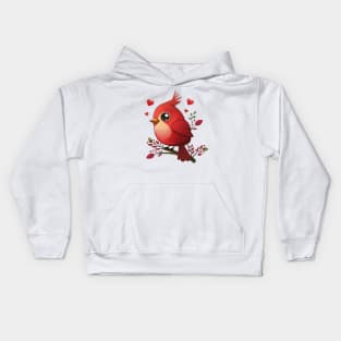 Lovey-Dovey Red Cardinal Yellow Kids Hoodie